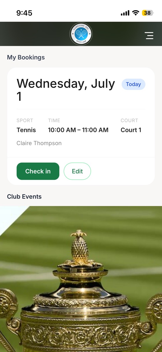 Check In screen